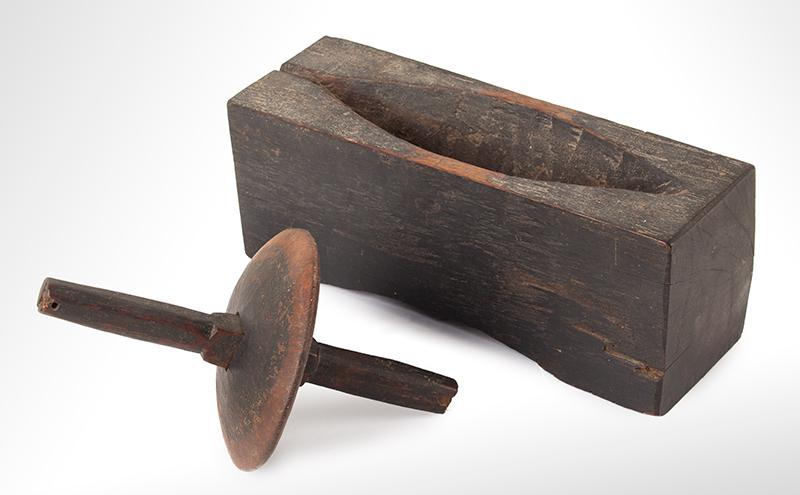 Antique Herb Grinder: 745-175 Title: Antique Herb Grinder Date/Period: New England .. . has a very early feel, 18th or 19th Century Measurement: Base: 12.5" x 5" x 4" Additional Information: Antique Herb Grinder, All Wood 