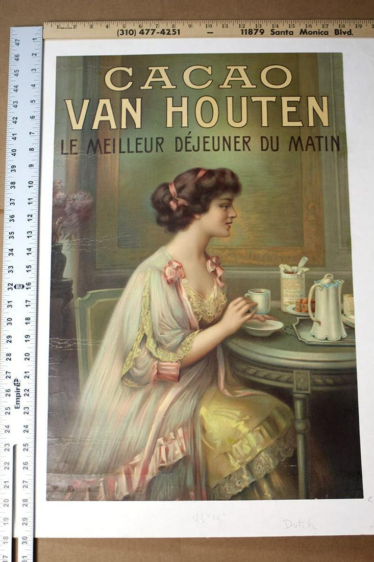 Cacao Van Houten (c.1900) 17" x 26" Dutch Advertising (1 of 1)