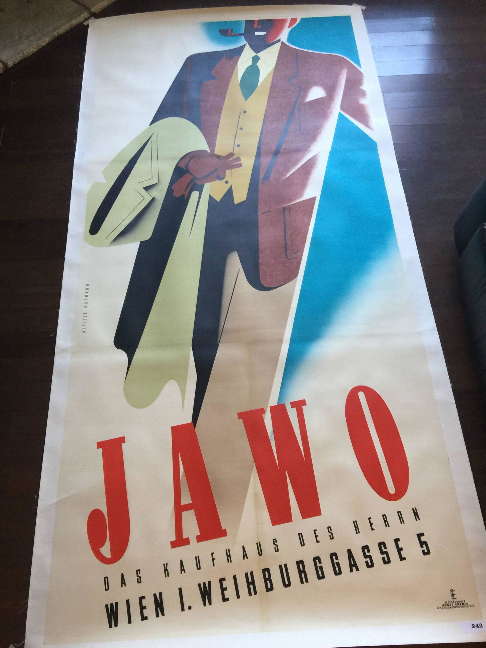Jawo - Art by Hoffman (1940's) 47" x 99.5" Austrian (1 of 7)