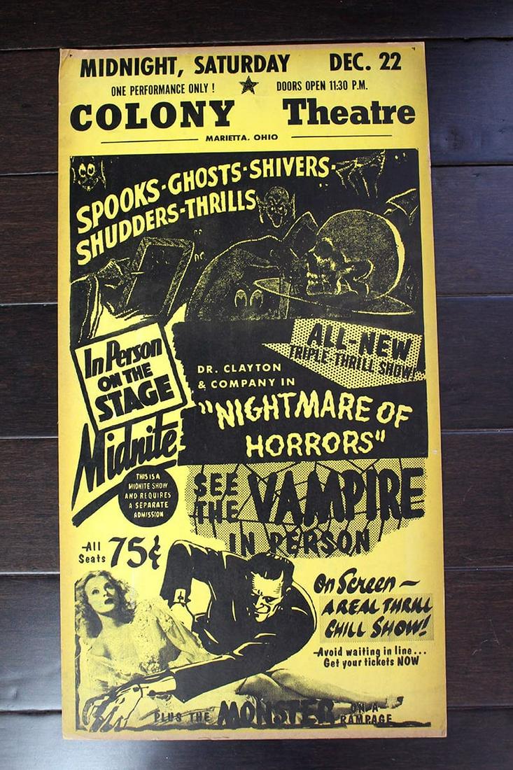 Colony Theatre “Nightmare of Horrors” (USA) 27" x 14” (1 of 1)