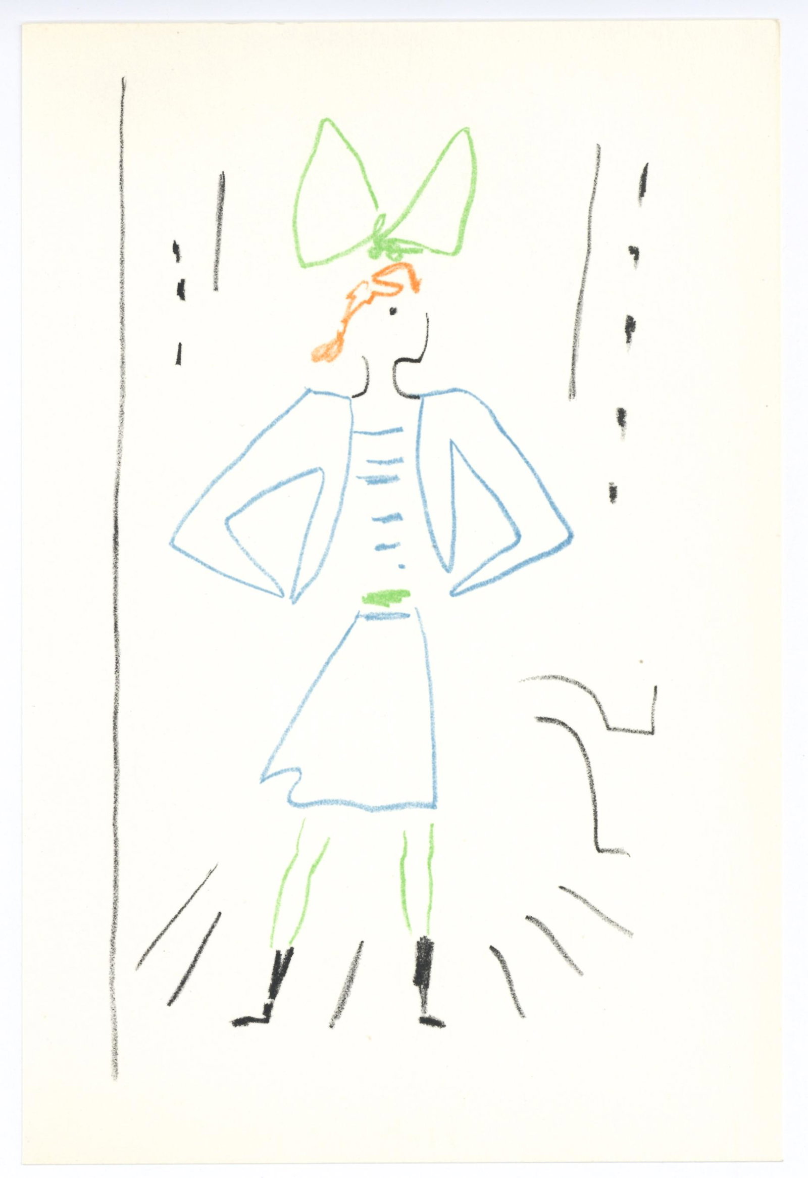 Jean Cocteau original lithograph | Parade: Medium: original lithograph. Printed in Paris in 1957 by Mourlot Freres. The total sheet measures 9 x 6 inches (225 x 152 mm). Artist, novelist, poet, playwright and film director Jean Cocteau execute