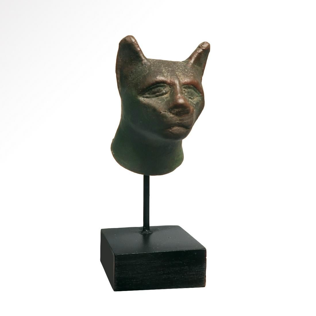 Egyptian Bronze Head of a Cat, 22nd- 26th Dynasty (1 of 5)