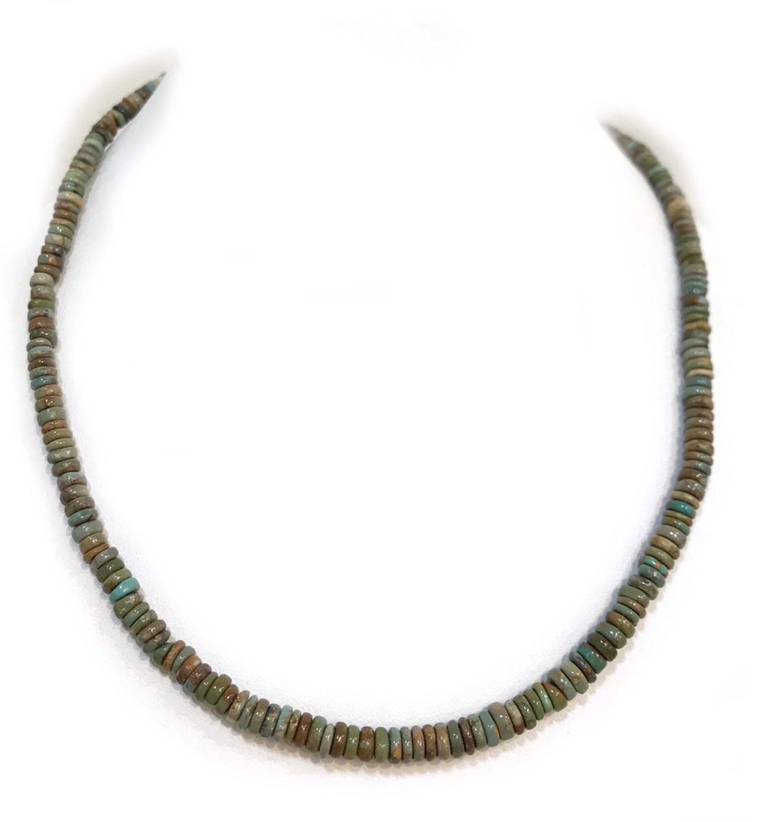 Necklace - 16" Green Turquoise, 2018: Indigo Desert Ranch - Jewelry Necklace - 16" Green Turquoise, 2018 Turquoise 0.15 x 16 in (0.38 x 40.64 cm) Reserve: $20.00 Shipping: Domestic: Flat-rate of $15.00 to anywhere within the contiguous