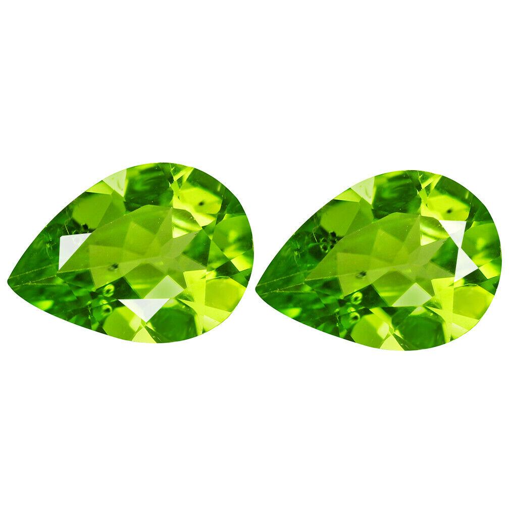 6.24Ct (2Pcs) Pair Pear 11 x 8 mm Natural Pakistan: Title: 6.24Ct (2Pcs) Pair Pear 11 x 8 mm Natural Pakistan Peridot Color/Clarity: Green/VVS Gemstone Type: natural/untreated Carat Weights: 6.24 Size/Dimensions: 10.76 x 7.69 x 5.62 MM Additional Infor