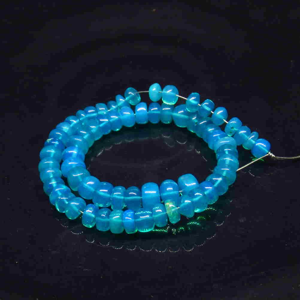 20.00 Ctw Natural 67 Drilled Neon Blue Fire Opal Beads (1 of 2)