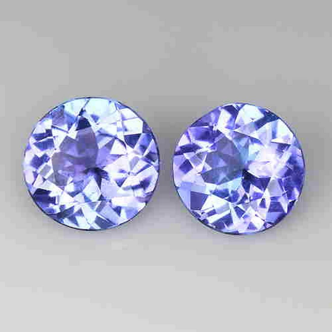 TANZANITE 1.05 Cts 2 Pcs ROUND NATURAL EARTH MINED GOOD (1 of 2)