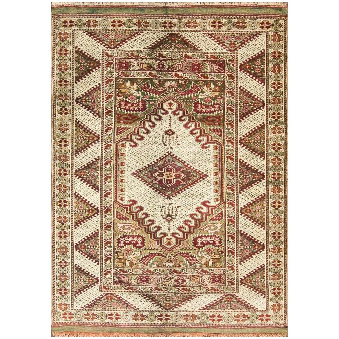 Antique Turkish Ghiordes/ Oushak Rug 4'4" x 6'2" (1 of 11)