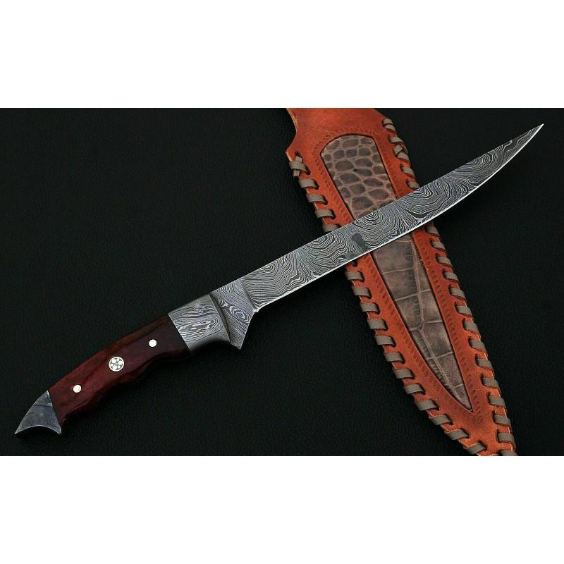 Tracker damascus steel knife rose wood: Knife "Messiah" Damascus knives are very durable, look great and keep sharpness perfectly. Damascus steel has high quality contents to give it an excellent edge and sharp cutting ability. The blade re