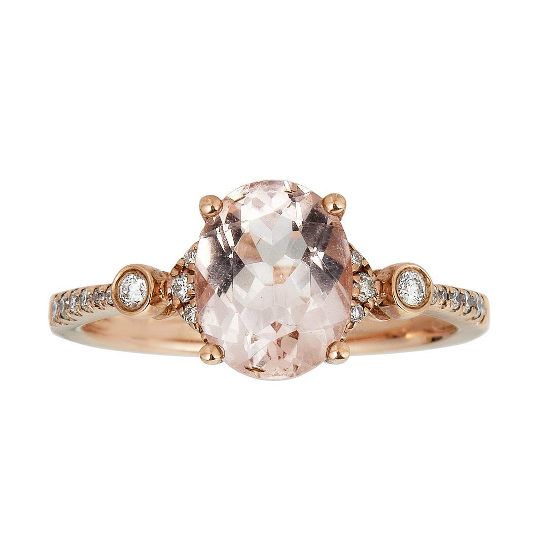 10K Rose Gold Morganite & Diamond Ring (1 of 4)