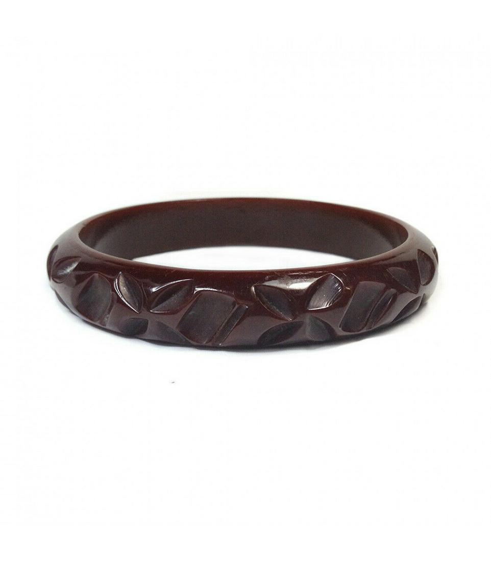 Carved Brown Bakelite Bangle (1 of 1)