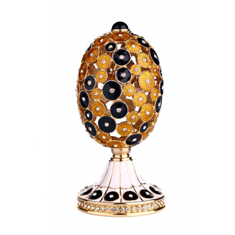 Decorative Faberge Egg replica with Rabbit jewelry box: DESCRIPTION: A splendid handmade Faberge Egg. This piece is a unique one of a kind piece made for art lovers who get inspired by beautiful things. The egg can be used as a trinket jewel box. MATERIAL: