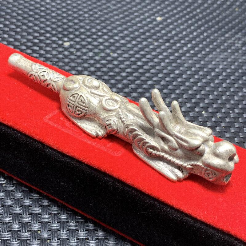 Tibetan Silver pipe Smoking Statue Dragon Tobacco rod: DESCRIPTION: It is in good condition, and was created by skilled craftsmen in traditional style with fine handcrafts. This is a great piece of valuable collection, a valuable personal alter or a very 