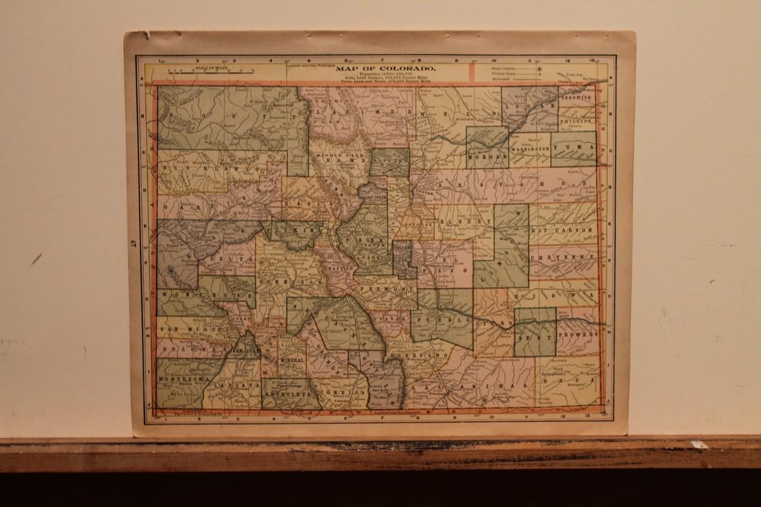 1900 Map of Colorado: Author: Watson Title: 1900 Map of Colorado Medium: Ink on Paper Dimensions: 13.5"X11" Map of Colorado dated 1900. Published by Watson in Chicago. Dated explanation on population, land and water surfac