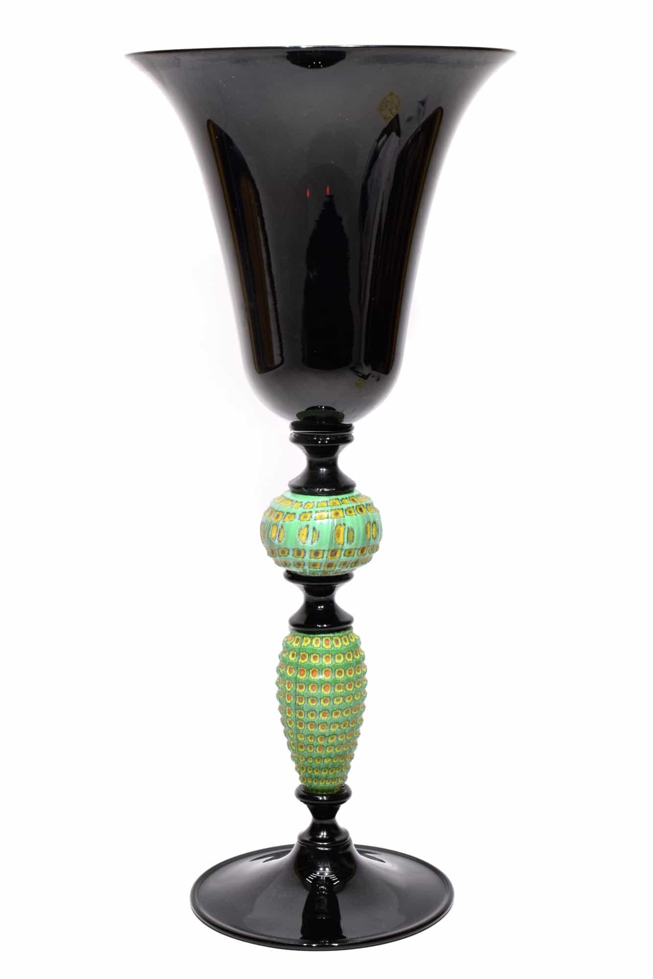 Murano Glass Chalice “ Battuto “ Signed: Title: Murano Glass Chalice Â“ Battuto Â“ Signed Maker: De Mio Giuliano Origin: Murano Date: 2020 Material: Glass Size/Weight: H. 27 L. 12 cm, P. 175 grams Additional Information: Top murano gla