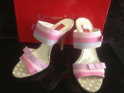 Auth Christian Lacroix Pink & Beige Open Toe Mules: Auth Christian Lacroix Pink & Beige Open Toe Mules Sandals Heels size 37 shoes Christian Lacroix presents these stunning pink sandals with signature polka dot beige lining! Stunning and versatile, the