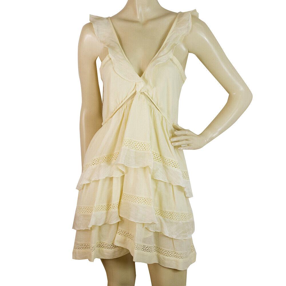 Isabel Marant Etoile Pale Yellow Ruffled Sleeveless: Isabel Marant Etoile Pale Yellow Ruffled Sleeveless Mini Summer Dress Size 38 Isabel Marant Etoile presents this summer under the sun inspired and beautifully designed dress, made of cotton blend with