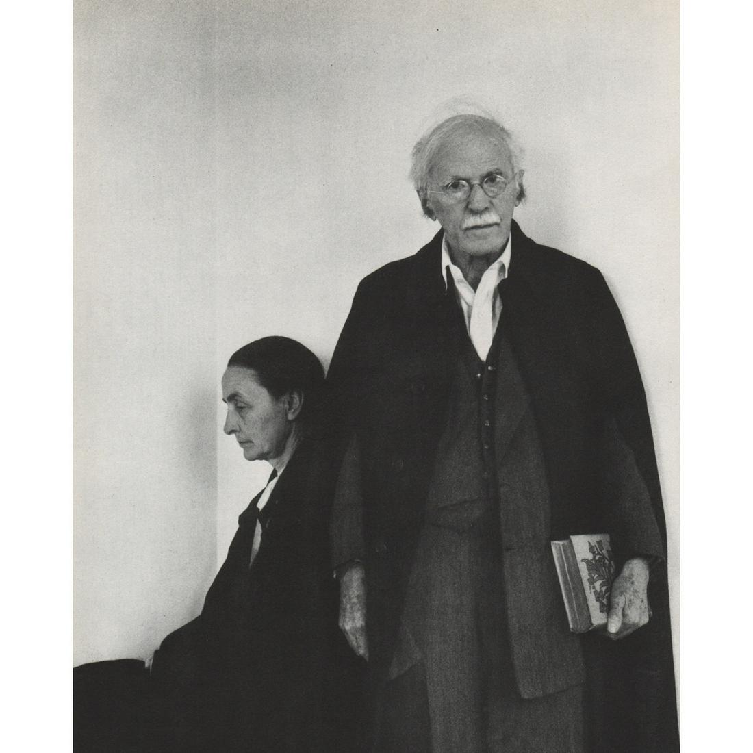 ARNOLD NEWMAN - Alfred Stieglitz & Georgia O'Keeffe: Artist: ARNOLD NEWMAN Print Title: Alfred Stieglitz & Georgia O'Keeffe Medium: Sheet-fed Gravure Printing Date: 1960 Printed in West Germany Image Size approx: 10.5 x 8.5 inches Arnold A. Newman (1918