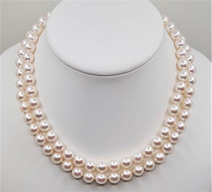 14 kt. Yellow Gold - Top grade 8.5x9mm Akoya Pearls - (1 of 10)