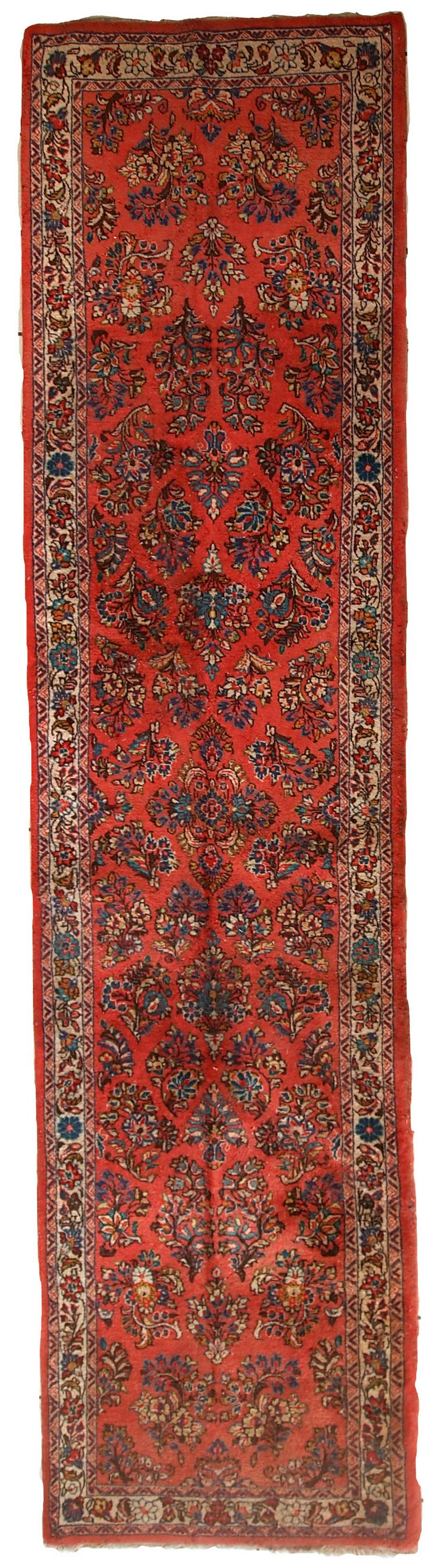 Handmade vintage Persian Sarouk runner 2.6' x 10.3' (1 of 12)