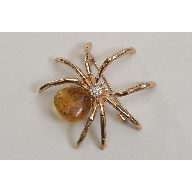 100% natural Baltic amber brooch spider crystals (1 of 14)