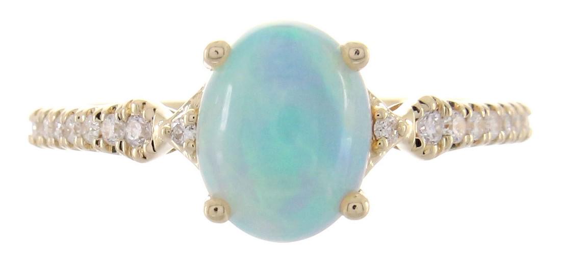 18K YELLOW GOLD ETHIOPIAN OPAL & DIAMOIND RING (1 of 1)