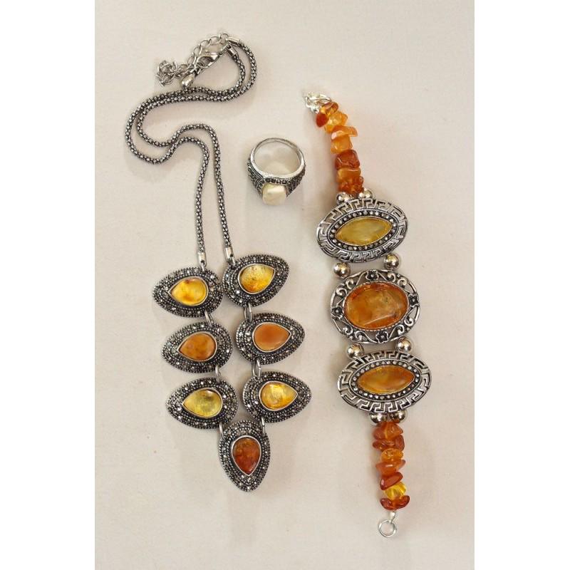 81g Antique Baltic amber set of necklace, bracelet and (1 of 20)