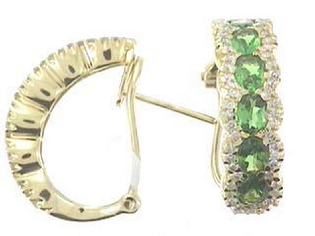 14K YELLOW GOLD TSAVORITE & DIAMOND EARRING (1 of 1)