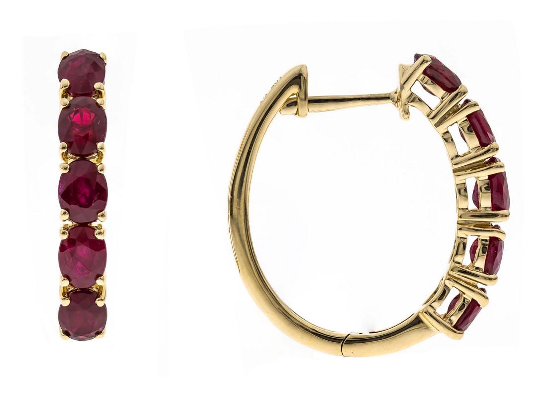 14K YELLOW GOLD RUBY EARRING (1 of 1)