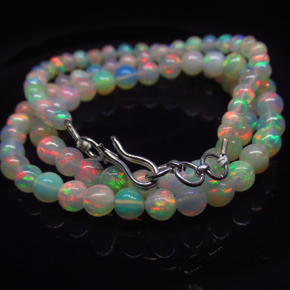 49.35 Ct 925 Silver 92 Multi-Color Fire Ball Opal Beads (1 of 3)