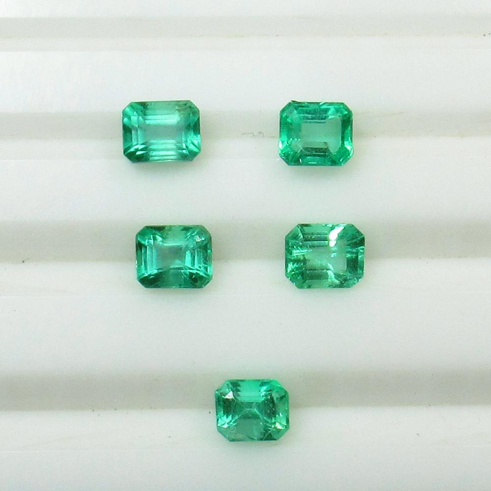 2.90 Ct Natural 5 Zambian Emerald Octagon Set (1 of 3)