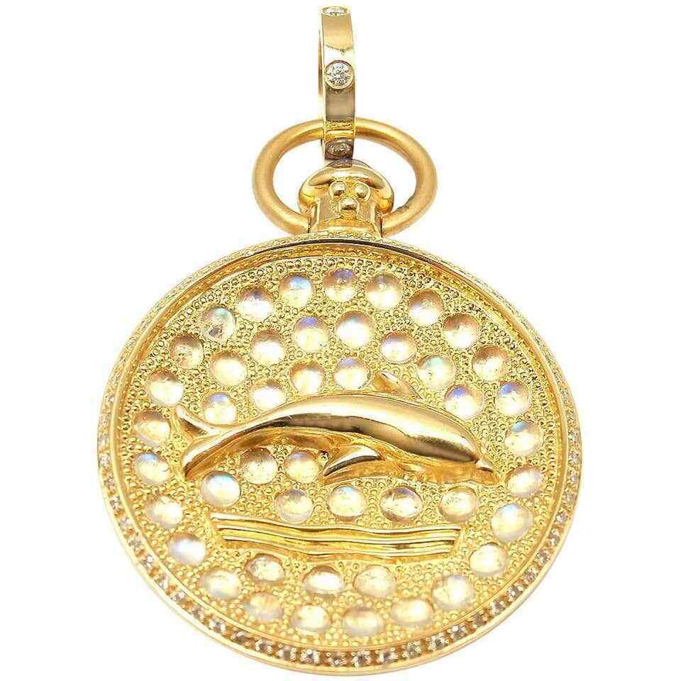 Temple St Clair Diamond Moonstone Sapphire Aqua Dolphin (1 of 6)