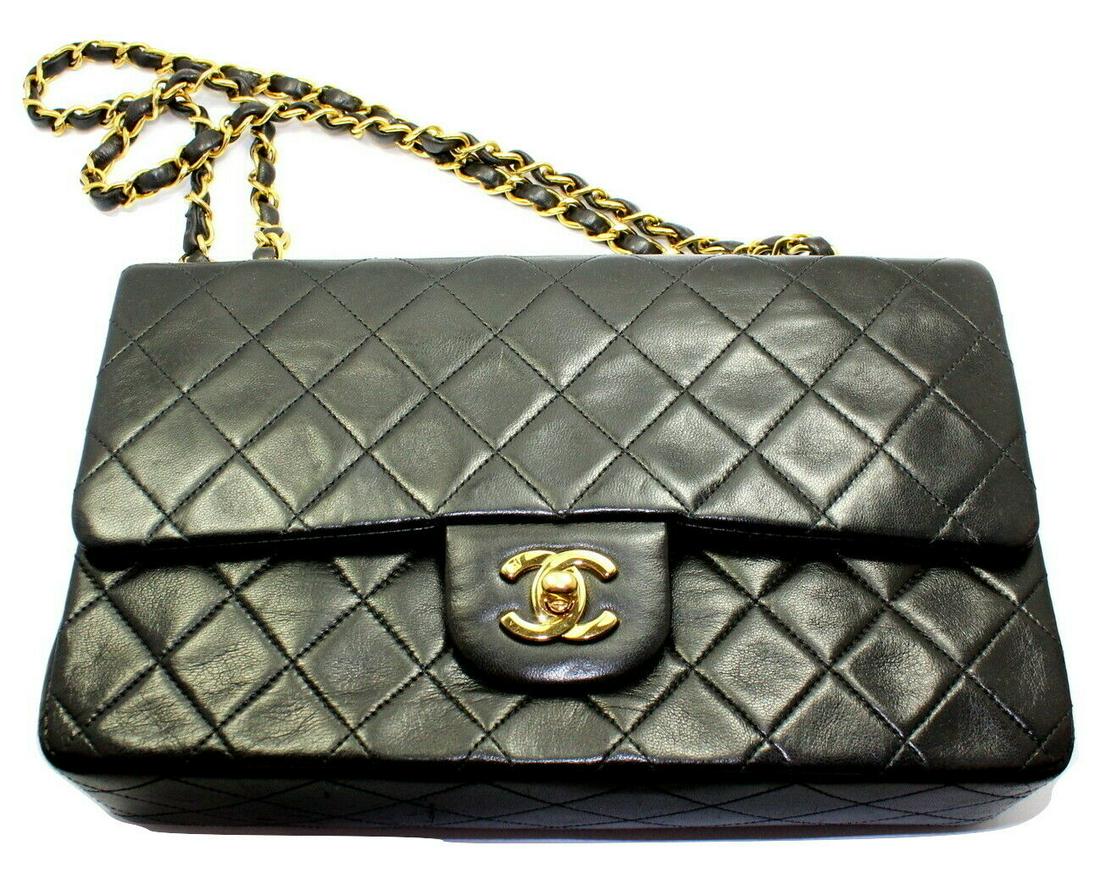 1994 Chanel M Black Quilted Lambskin Double Flap Rare (1 of 12)