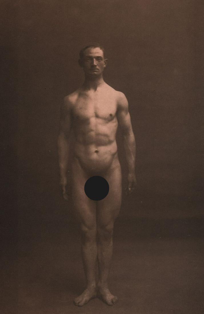 ANONYMOUS - Male Nude Study ca 1880: Artist: ANONYMOUS Print Title: Male Nude Study ca 1880 Medium: Photoengraving Printed 1980’s in The US Image Size: 9 x 6” Reserve: $25.00 Shipping: Domestic: Flat-rate of $15.00 to anywhere within