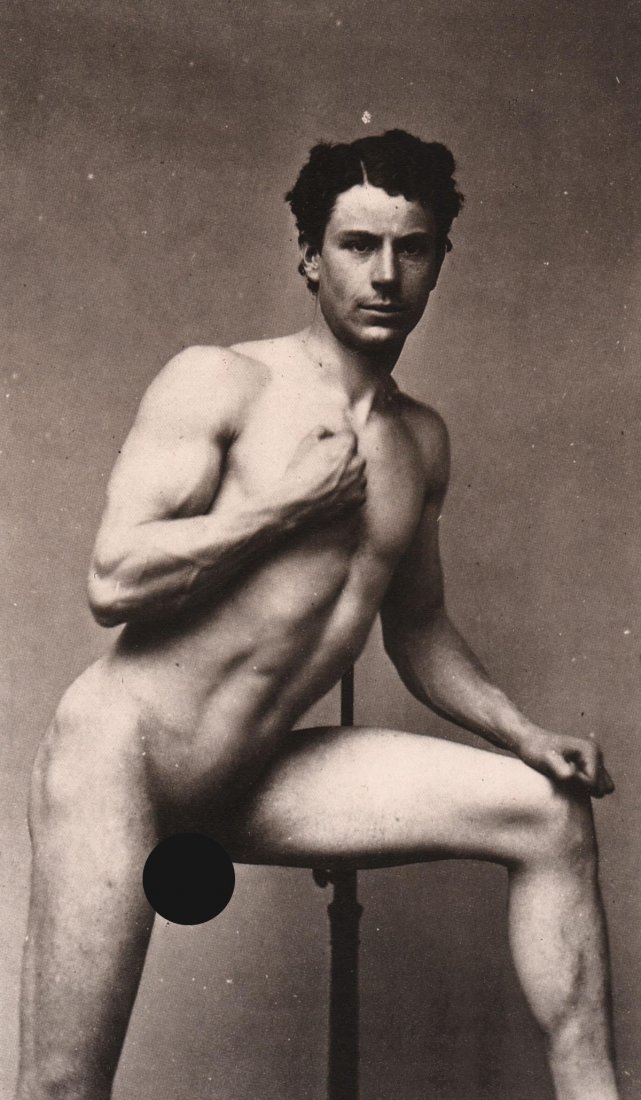 ANONYMOUS - Male Nude Study ca 1885: Artist: ANONYMOUS Print Title: Male Nude Study ca 1885 Medium: Photo-lithograph Printed 1980’s in Austria Image Size: 8 x 5” Reserve: $25.00 Shipping: Domestic: Flat-rate of $15.00 to anywhere wit