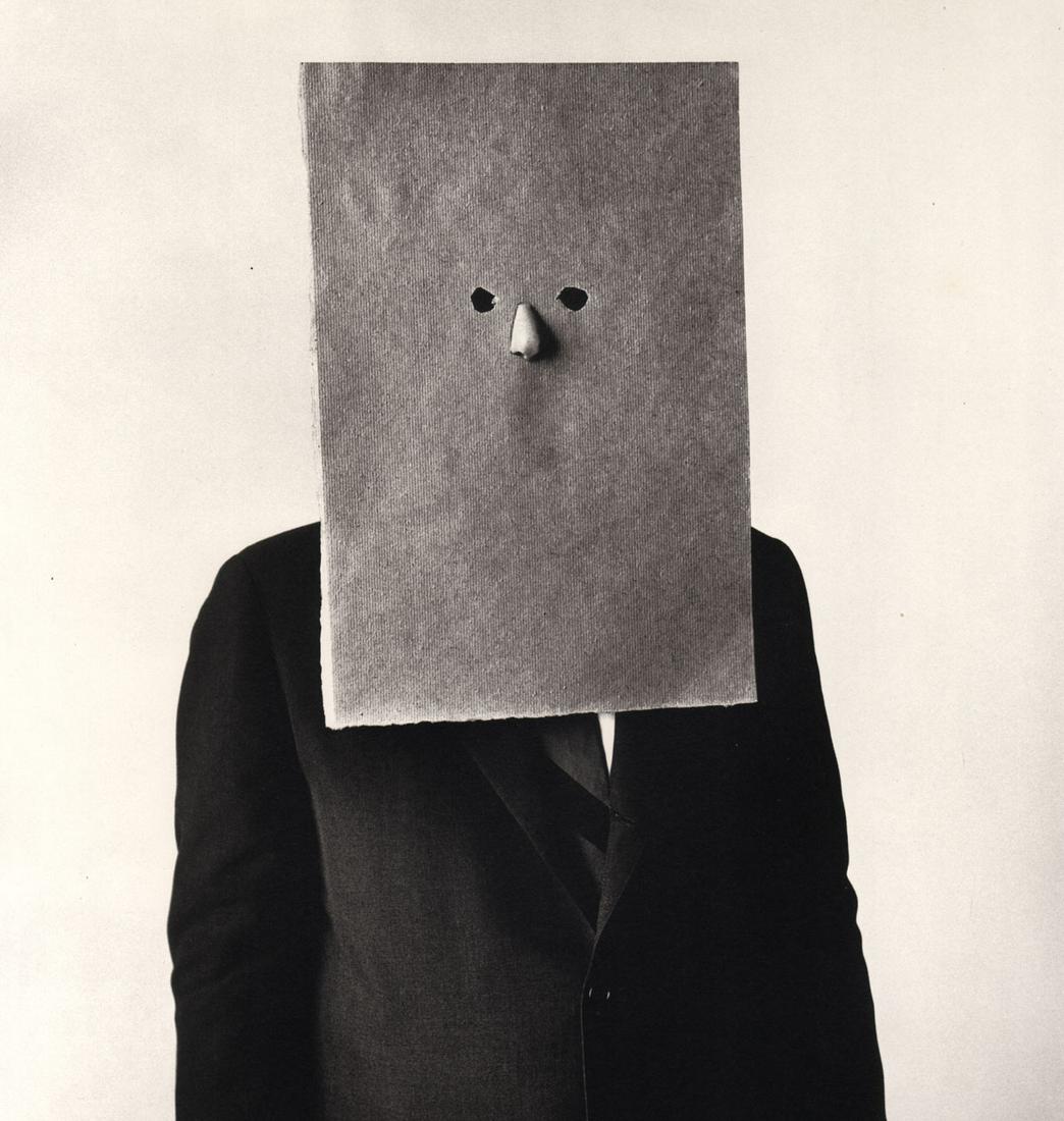 IRVING PENN - Saul Steinberg in a Nose Mask, NY, 1966: Artist: IRVING PENN Print Title: Saul Steinberg in a Nose Mask, NY, 1966 Medium: Quad-tone Photoengraving Printed 1990’s in the US Image size (inches) approx.9 x 9” Irving Penn was an American pho