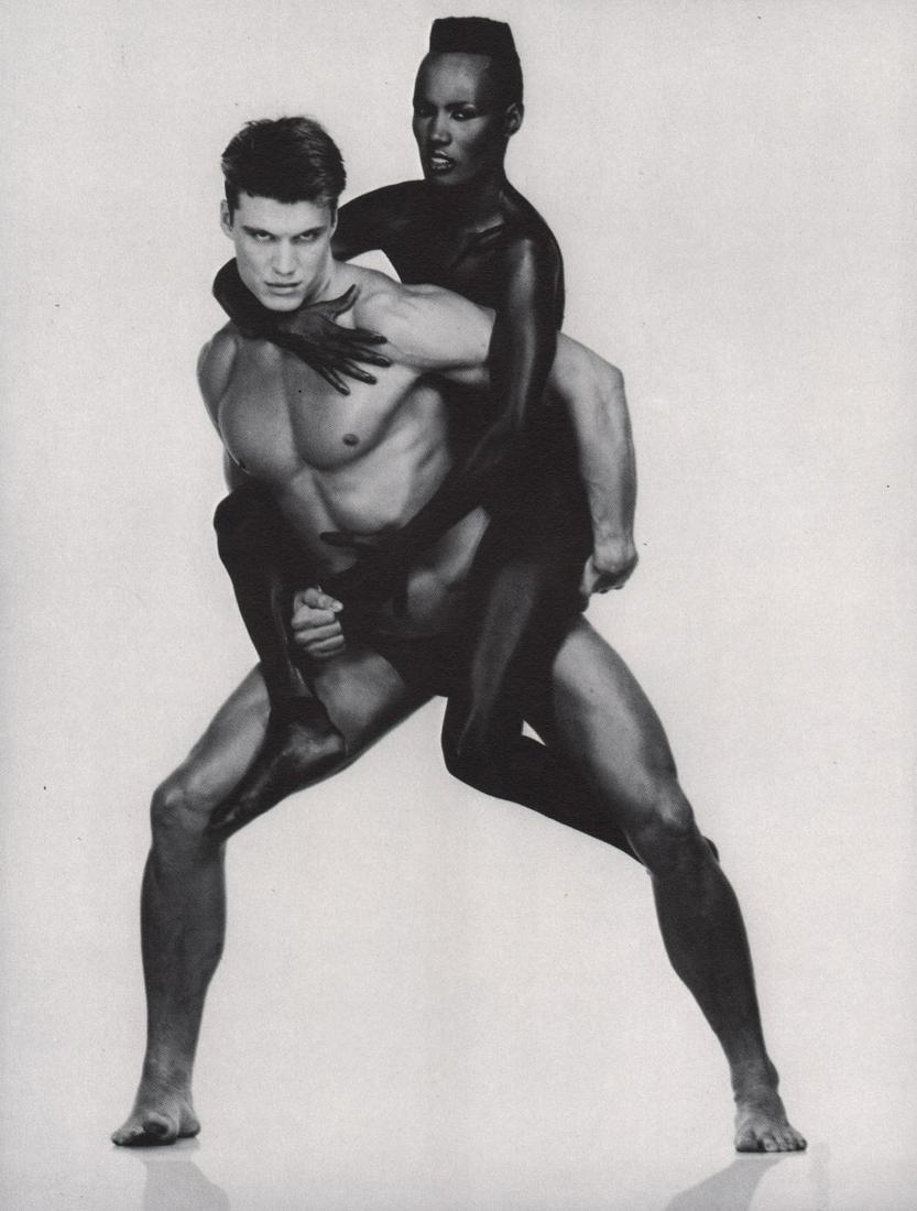ALBERT WATSON - Grace Jones & her Bodyguard: Artist: ALBERT WATSON Print Title: Grace Jones & her Bodyguard Medium: Photo-lithograph Printed 1980’s in Italy Image size (inches) approx. 7 x 5.5” Reserve: $25.00 Shipping: Domestic: Flat-rate o
