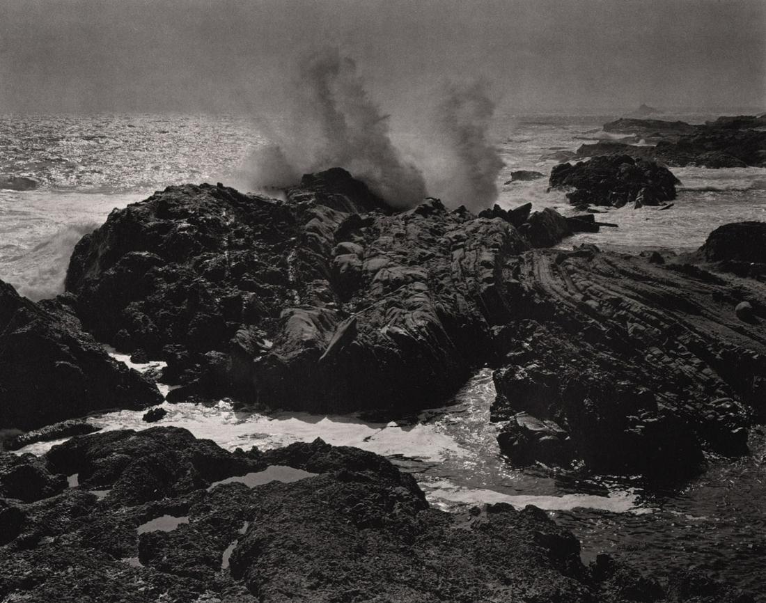 EDWARD WESTON- Surf, Point Lobos, 1945: Artist: EDWARD WESTON Print Title: Surf, Point Lobos, 1945 Medium: Photoengraving Printed in USA in 1970’s Image Size approx: 7.5 x 9.5 Edward Weston 1886-1958) was a 20th-century American photograp