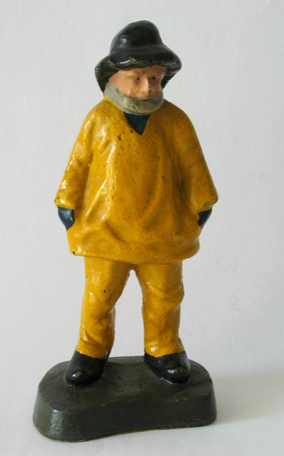 Early cast iron Old Salt in the best original paint.: Title: Early cast iron Old Salt in the best original paint. Provenance/Additional Info: Early cast iron Old Salt in the best original paint. Dimension: 6” tall Circa:1920's Shipping: Domestic: Flat-