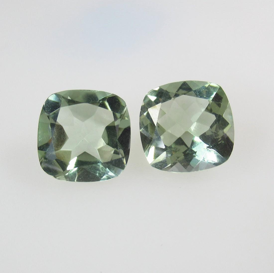 7.26 Ct Natural Green Amethyst Cushion Pair (1 of 2)