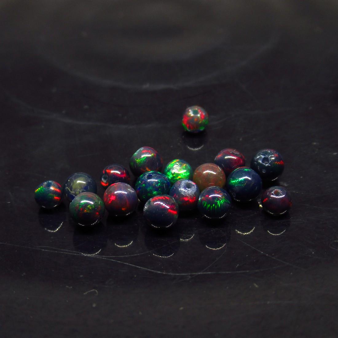 4.00 Ct Natural 17 Drilled Black Fire Opal Ball Beads: No Reserve! Title: 4.00 Ct Natural 17 Drilled Black Fire Opal Ball Beads Stone Clarity: Translucent Gemstones: Natural Black Opal Beads Carat Weights: 4 Size/Dimensions: 3.30 to 4.20 mm / 17 PC's Addi
