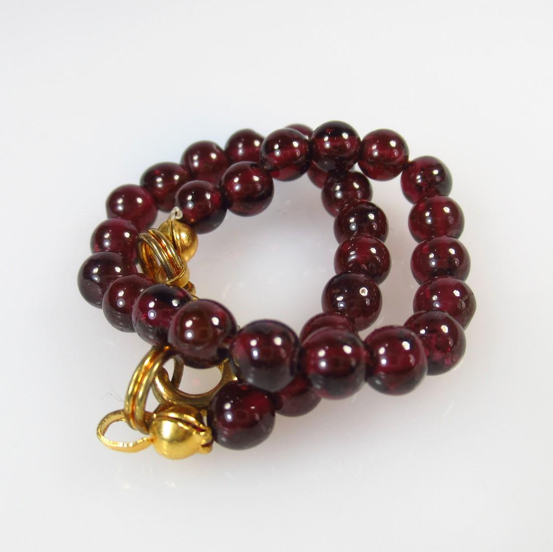 42.33 Ct Natural 31 Drilled Garnet Round Beads Bracelet (1 of 2)