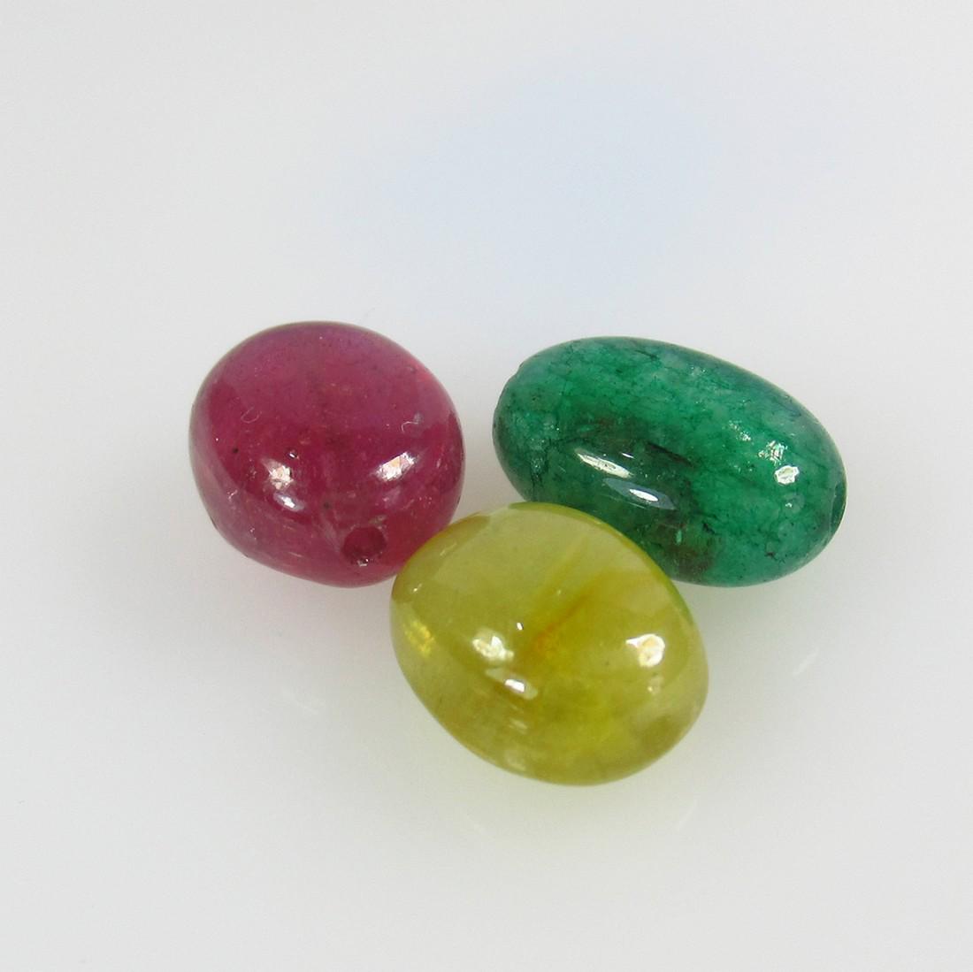 13.54 Ct Natural 3 Ruby Emerald Sapphire Beads (1 of 2)