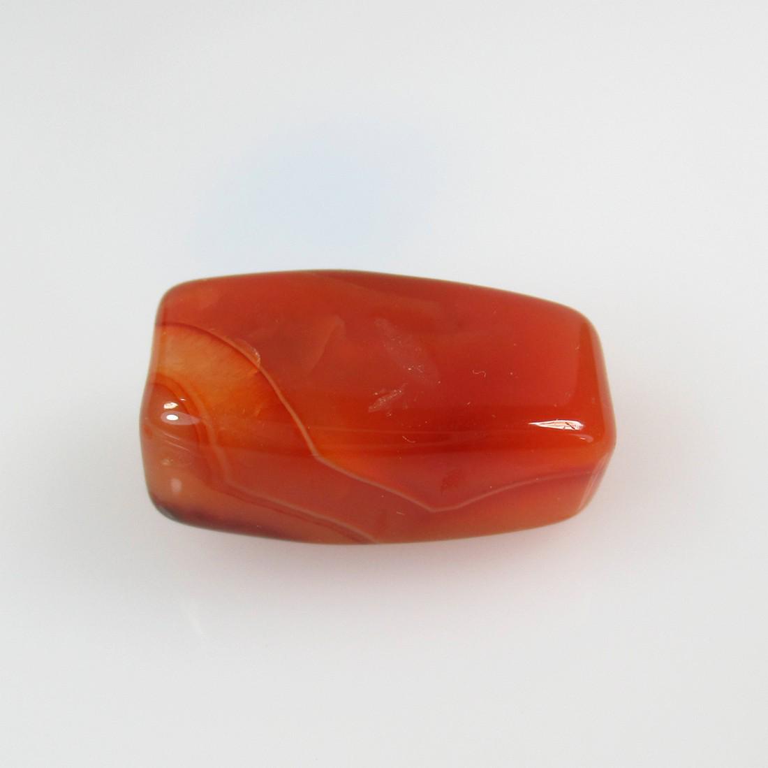 23.25 Ct Natural Drilled Carnelian Rectanguler Cab: No Reserve! Title: 23.25 Ct Natural Drilled Carnelian Rectanguler Cab Stone Clarity: Semi-Transparent Gemstones: Natural Carnelian Carat Weights: 23.25 Size/Dimensions: 22.00 x 12.20 x 9.20 mm Additio