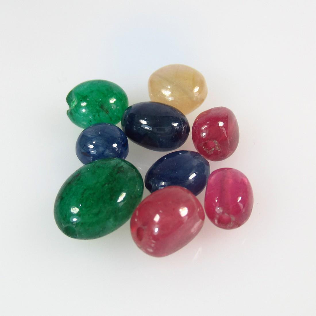 21.80 Ct Natural 9 Ruby Emerald Sapphire Beads (1 of 2)