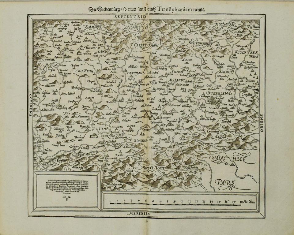 1598 Munster Map of Transylvania, Romania -- Die (1 of 1)