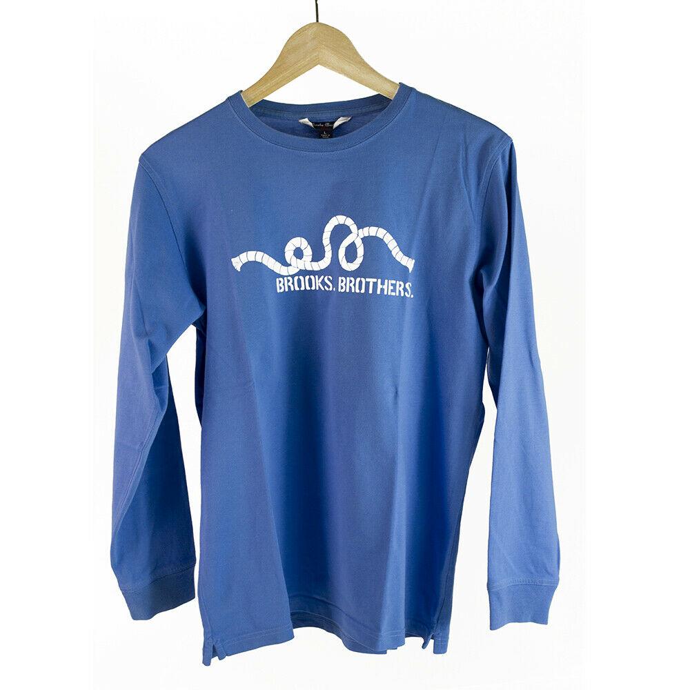 Brooks Brothers Light Blue Long Sleeve Cotton T-Shirt: Brooks Brothers Light Blue Long Sleeve Cotton T-Shirt Logo Mens Top size L Everyday comfort and style with this beautiful Brooks Brothers top that features light blue color, long sleeves and excellent