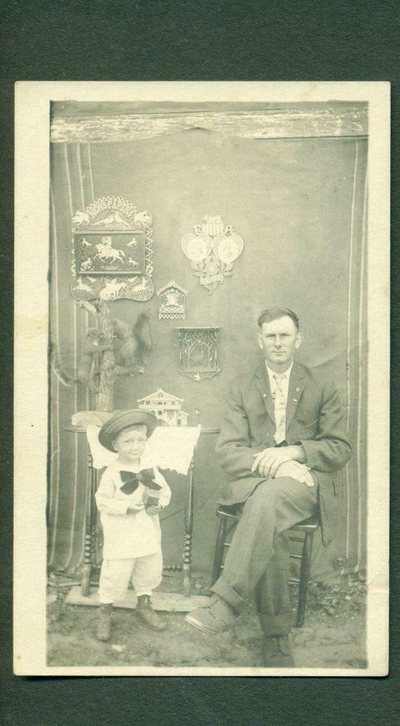 c1915 UNCOMMON DISPLAY WOOD CRAFT FOLK ART & TAXIDERMY (1 of 2)