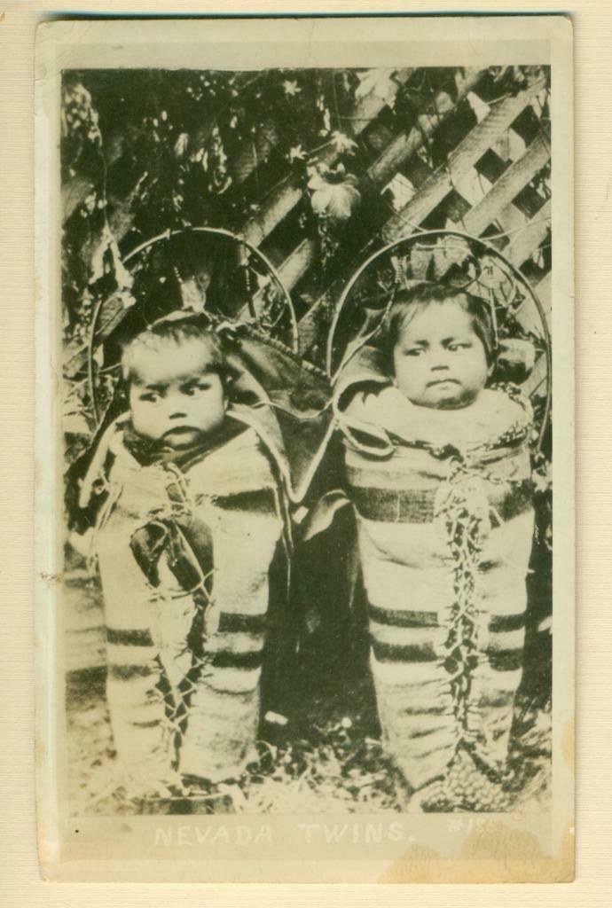 VINTAGE ca. 1950 NATIVE AMERICAN INDIAN BABIES NEVADA: VINTAGE ca. 1950 NATIVE AMERICAN INDIAN BABIES NEVADA TWINS in PAPOOSE VINTAGE ca. 1950 NATIVE AMERICAN INDIAN BABIES NEVADA TWINS in PAPOOSE Description Circa 1950s Vintage Real Photograph Postcard; 
