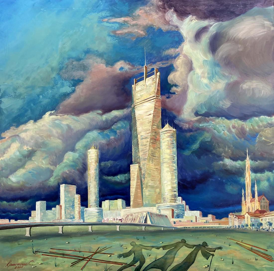 Oil painting Before the storm Krivenchenko Sergey: *** ABOUT THIS PAINTING *** * TITLE: "Before the storm" * ARTISTS: Krivenchenko Sergey * SIZE: 71x71 cm/'27.95x27.95 inches' * MEDIUM: oil, canvas * HAND PAINTED: Original painting from our collection