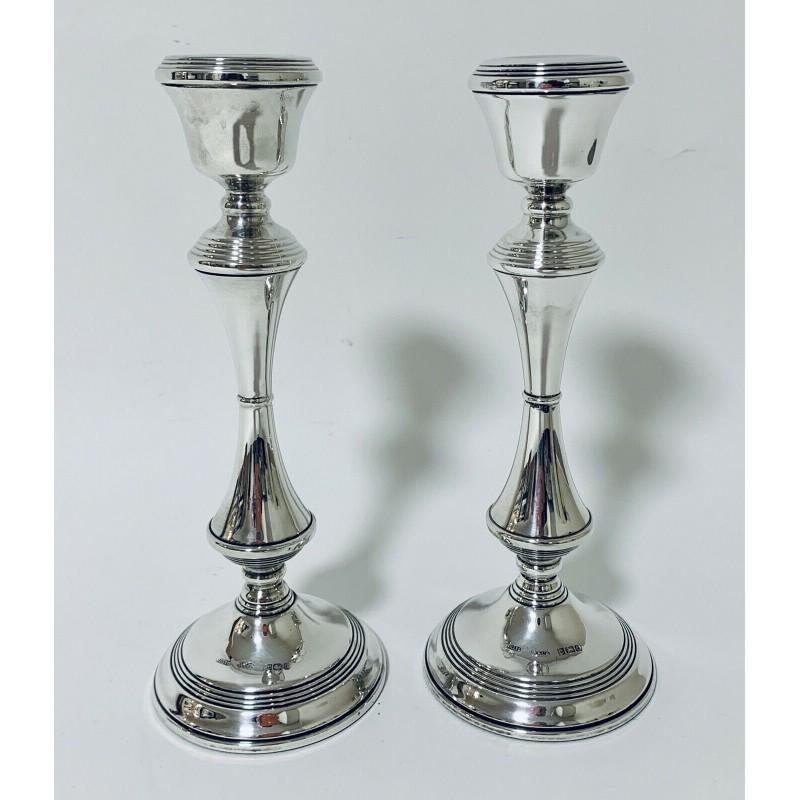 Vintage Sterling Solid Silver Pair Candlesticks Holders